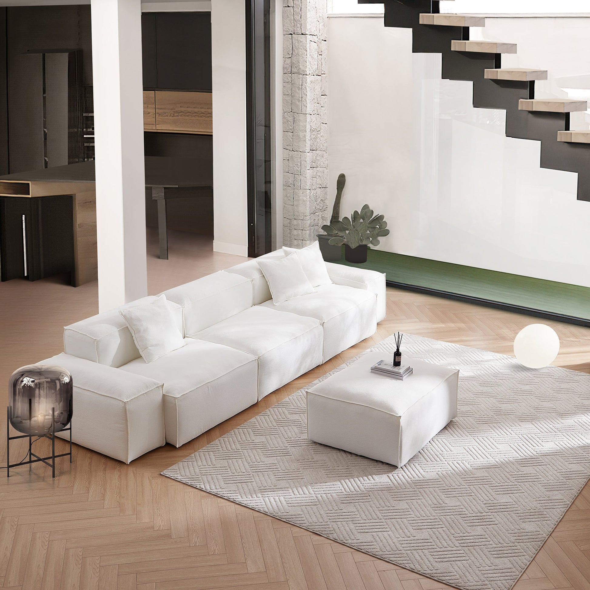Freedom Modular Khaki Sofa-White