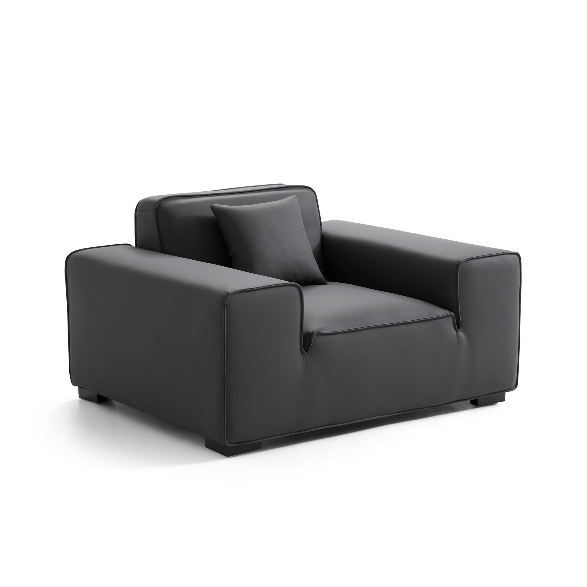 Domus Modular Beige Leather Armchair-Dark Gray