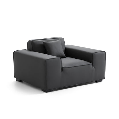 Domus Modular Beige Leather Armchair-Dark Gray
