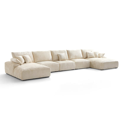 The Empress Beige U Shaped Sectional Sofa-Beige-196.9″