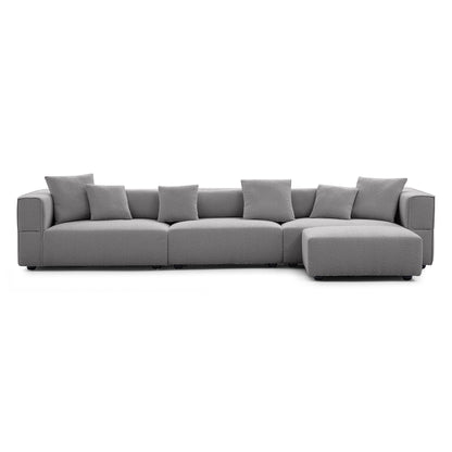 Nordic Modern Gray Sofa with Ottoman-Gray-143.7"