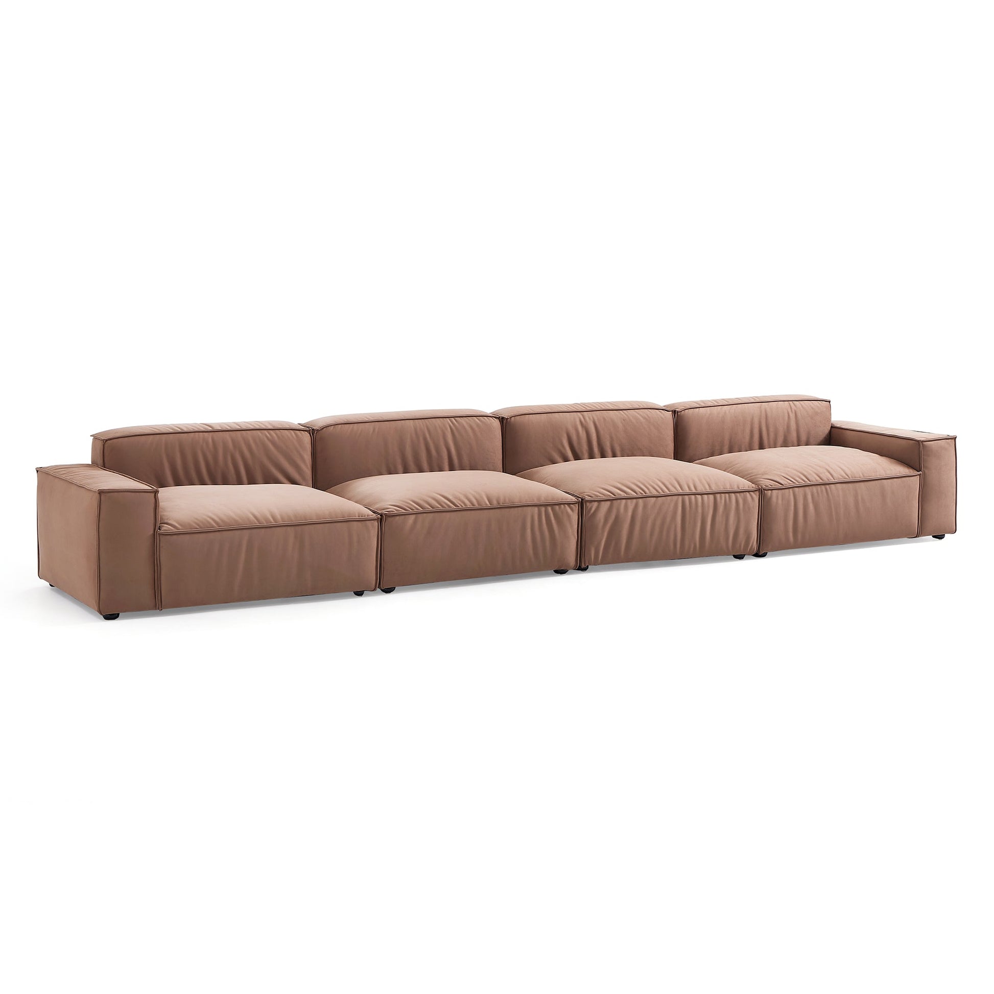 Luxury Minimalist Brown Fabric Sofa-Brown
