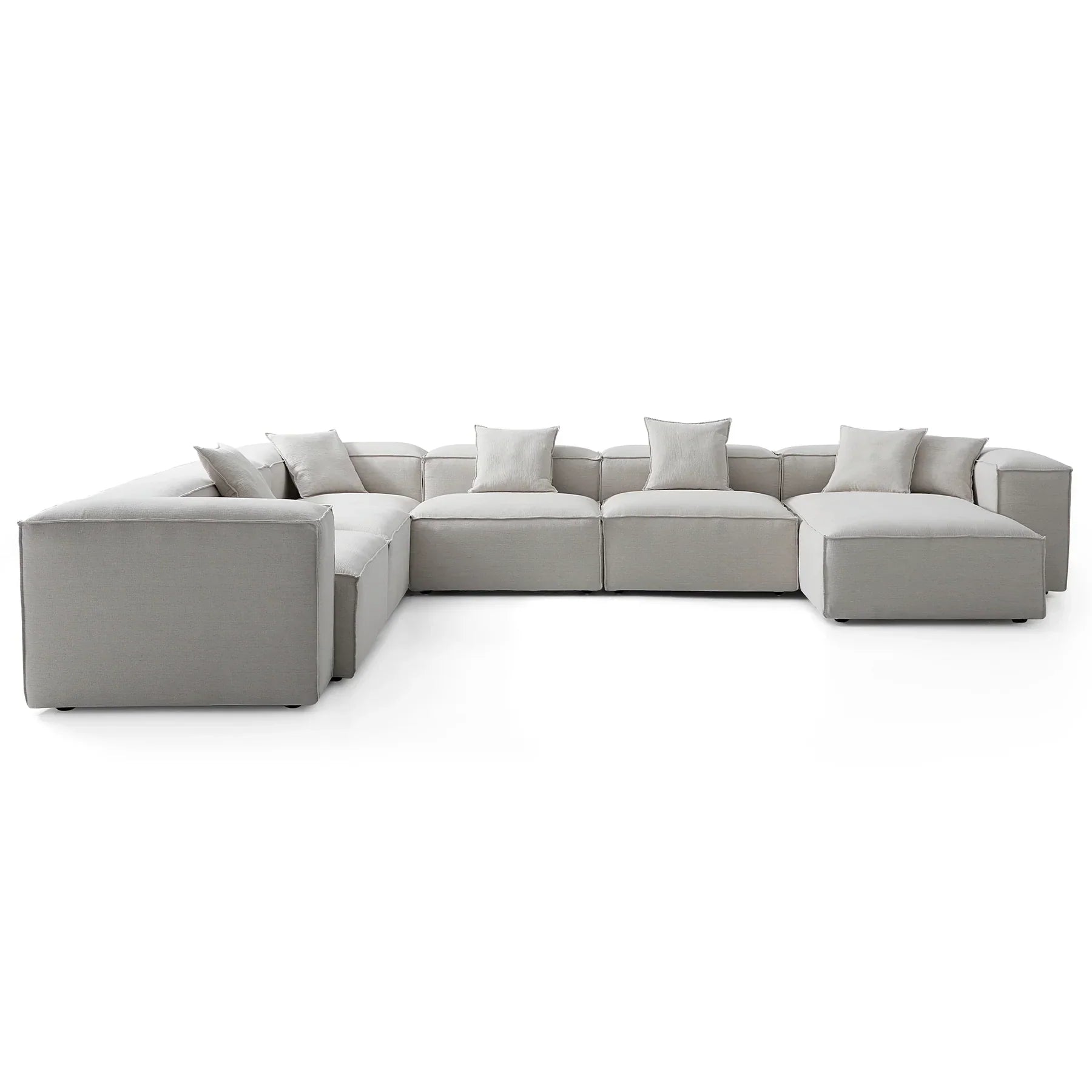 Freedom Modular Khaki U Shaped Sectional Sofa-Gray-177.2"-High