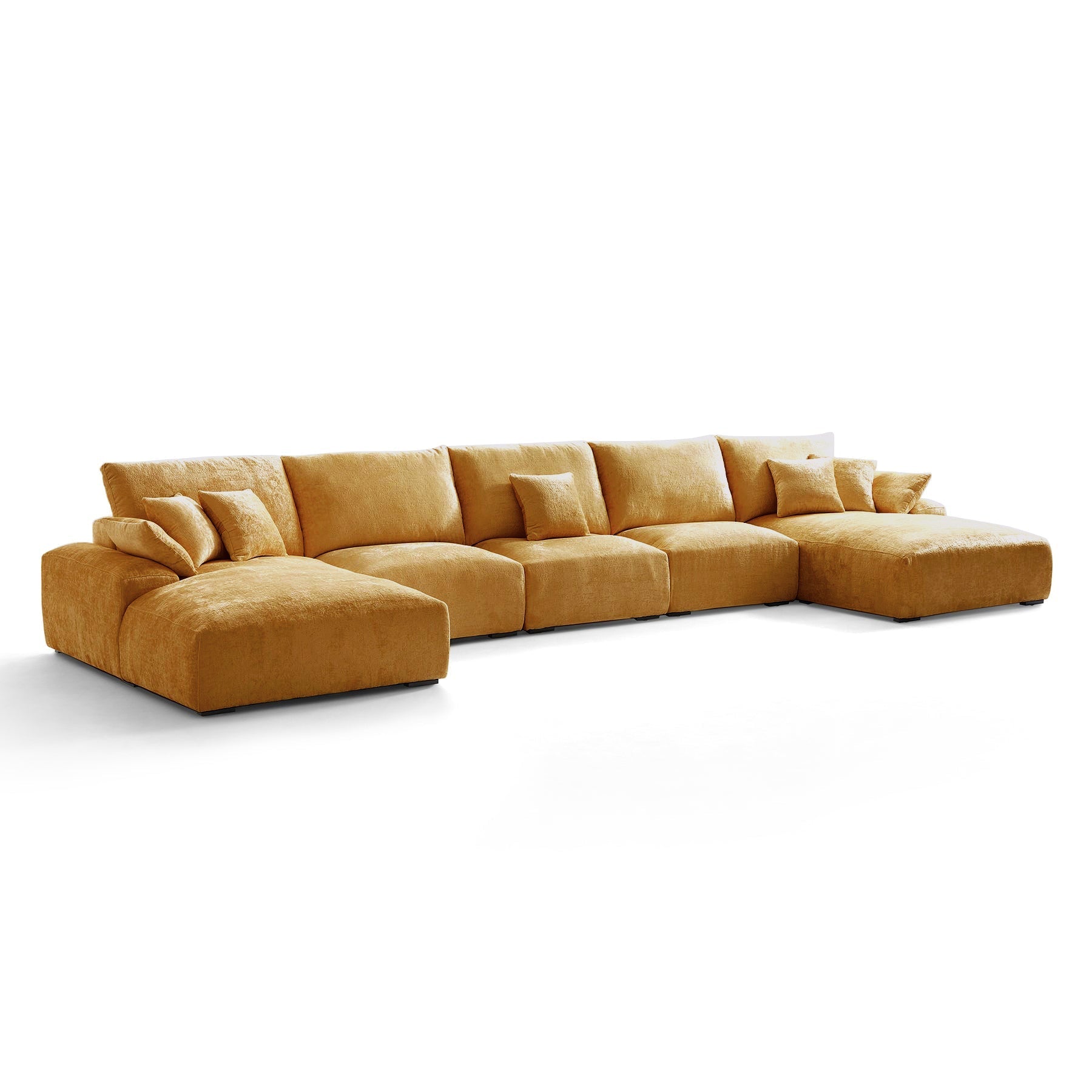 The Empress Navy Blue U Shaped Sectional-Yellow-196.9"
