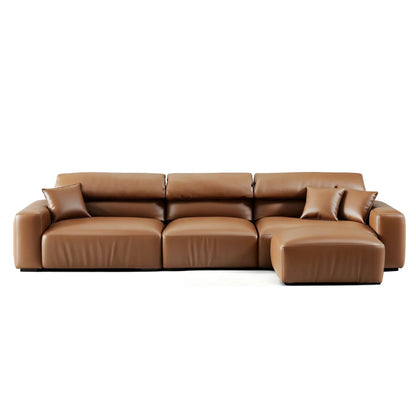Chestnut Brown Leather Sofa and Ottoman