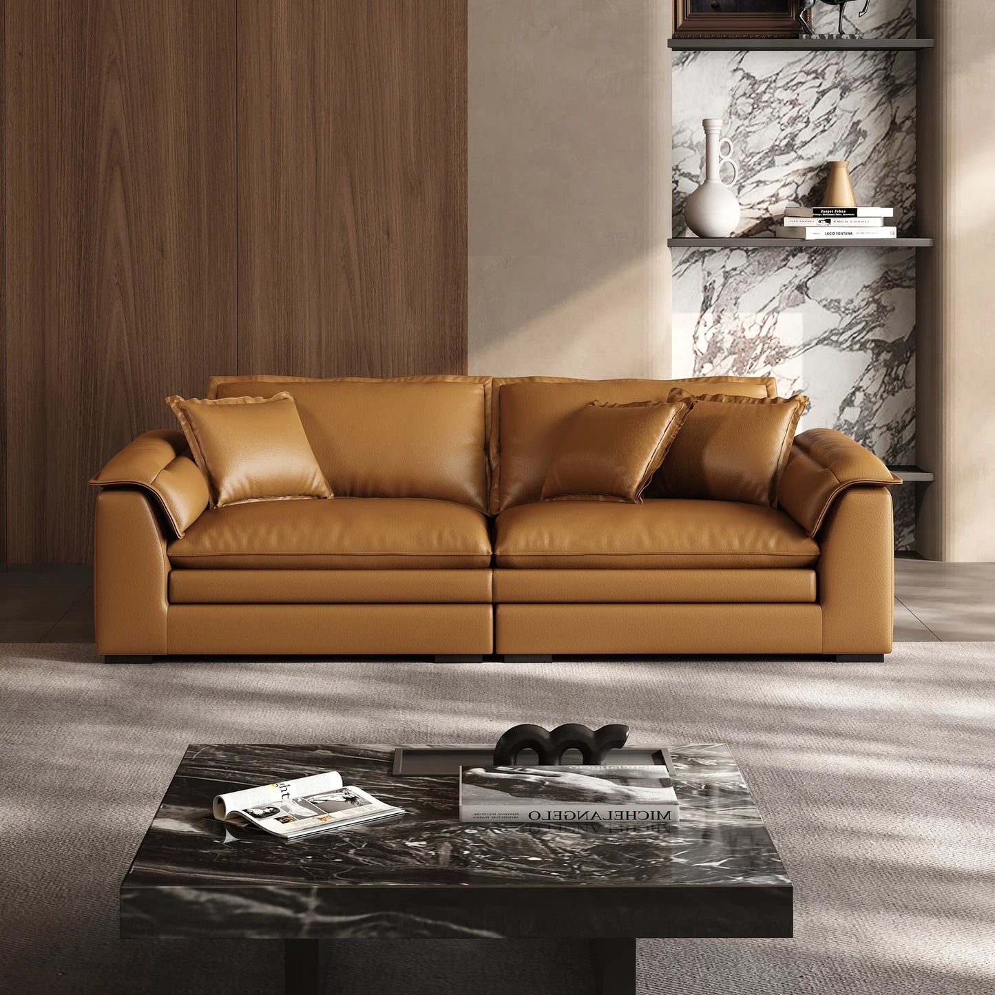 Sandwich Genuine Leather Sofa