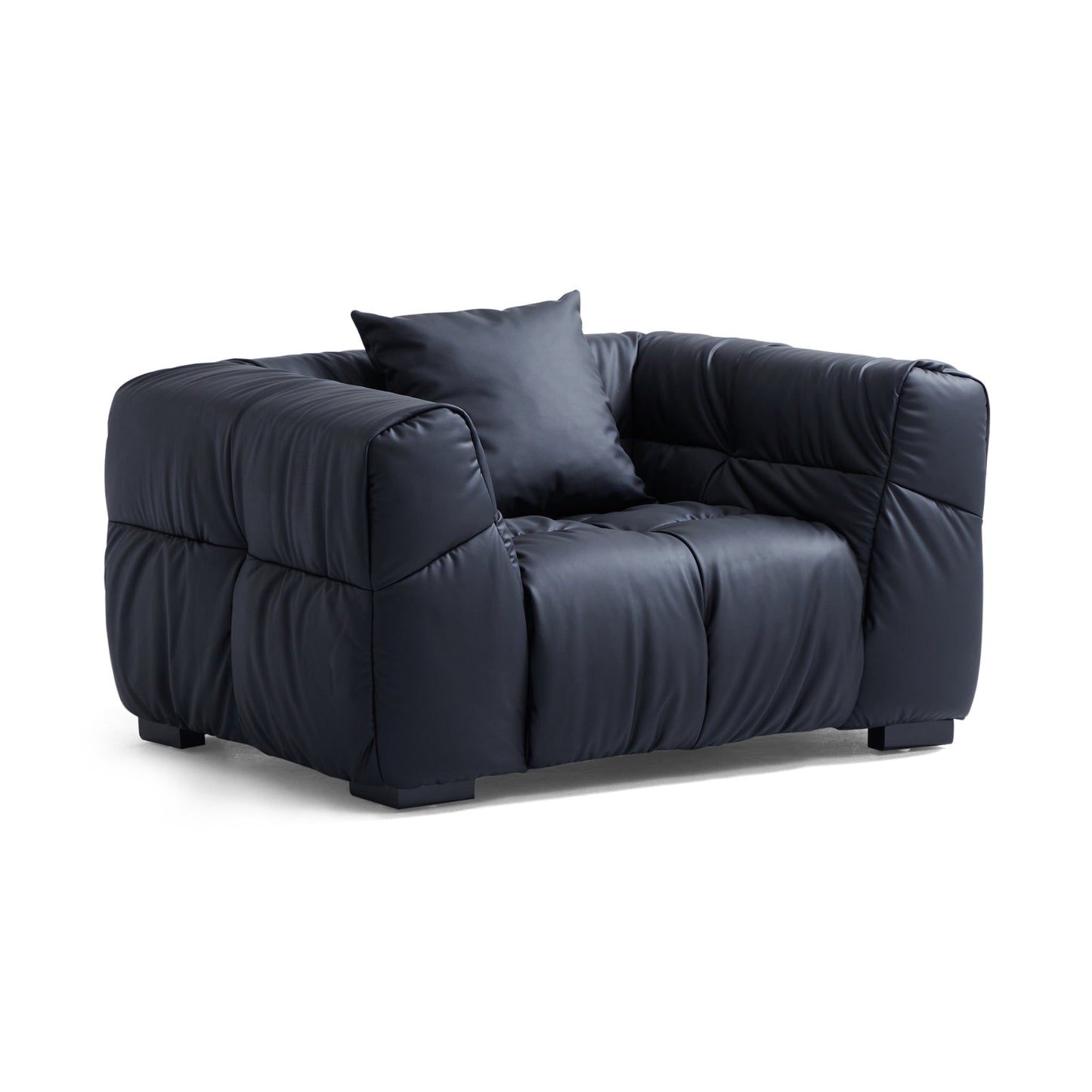 Boba Cream Leathaire Sectional Set-Black