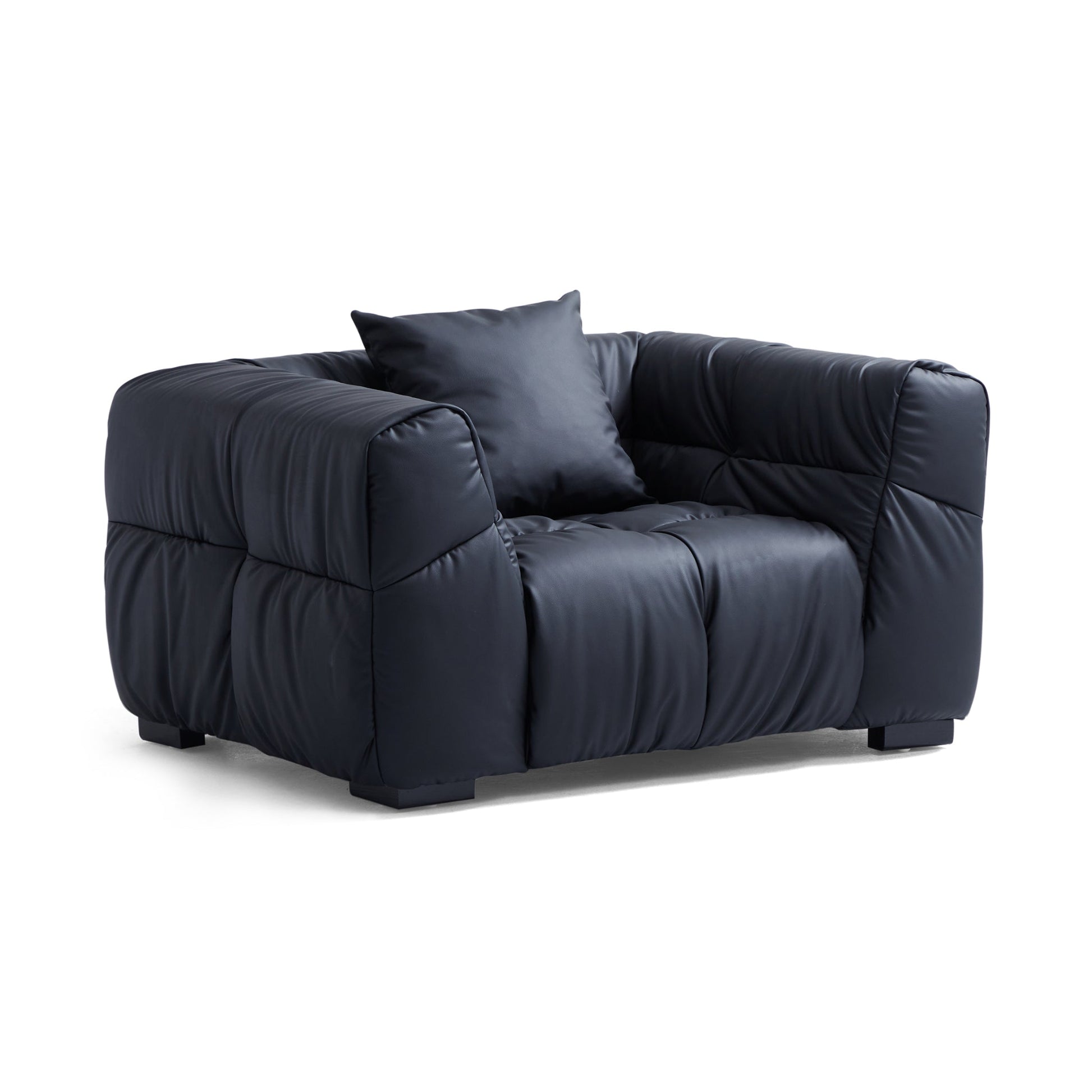 Boba Cream Leathaire Sectional Set-Black