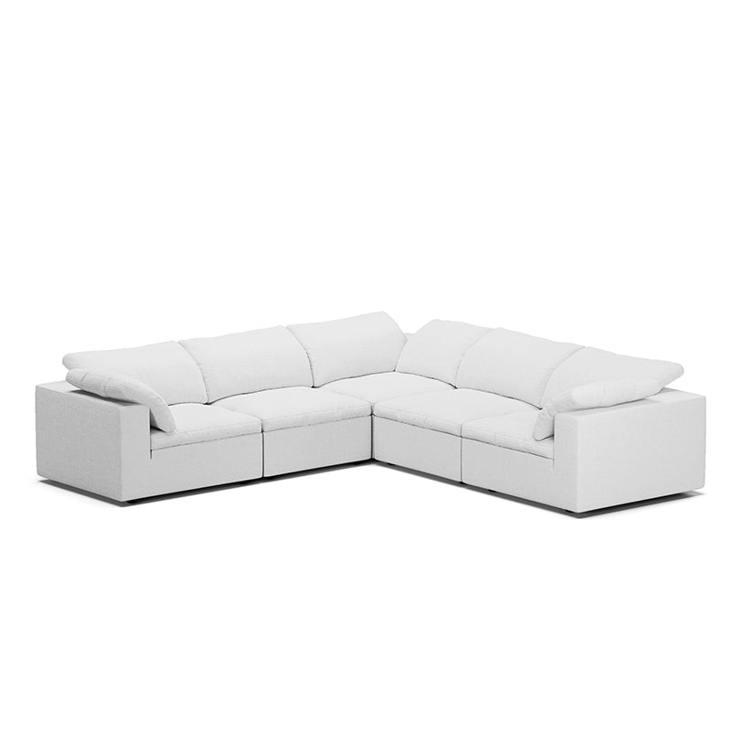 Tender Wabi Sabi L Shaped Sectional-White-5 Seater 128.0"