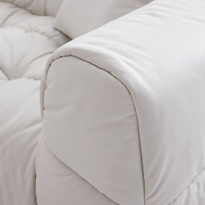 Boba Cream Leathaire Sectional Set-White