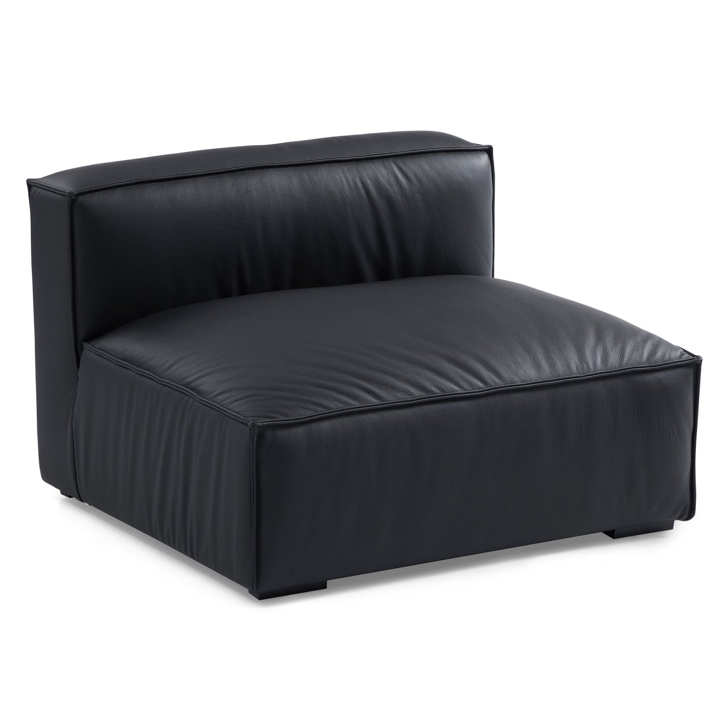 Luxury Minimalist Black Leather Sectional-Black