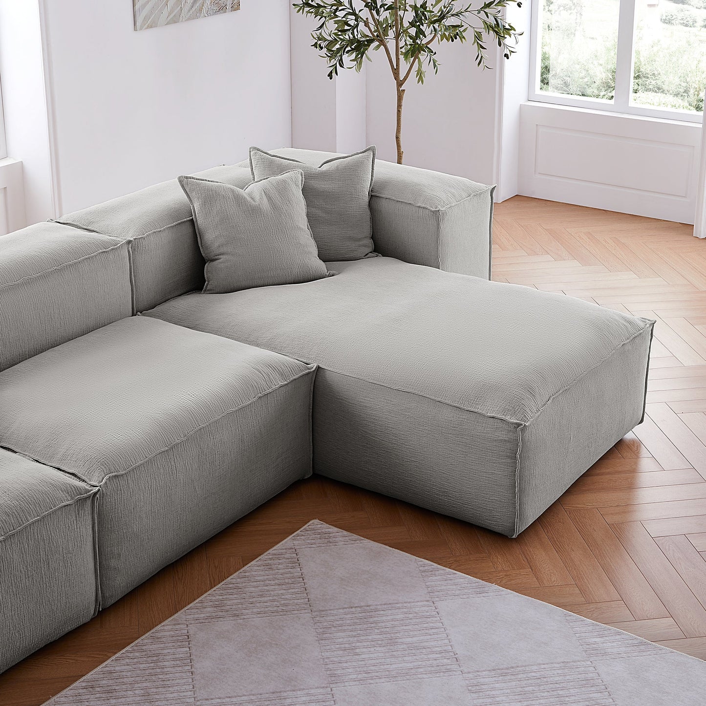 Freedom Modular White Sectional Sofa-Gray