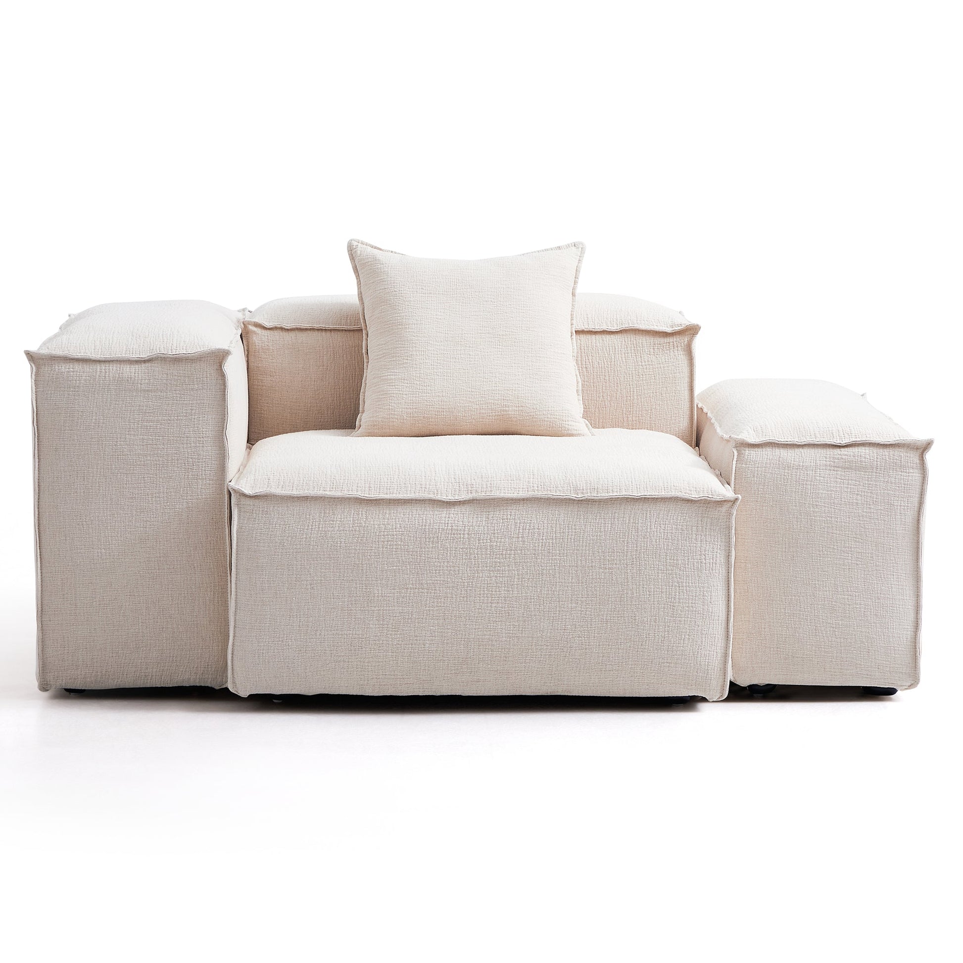 Freedom Modular White Accent Armchair-Khaki
