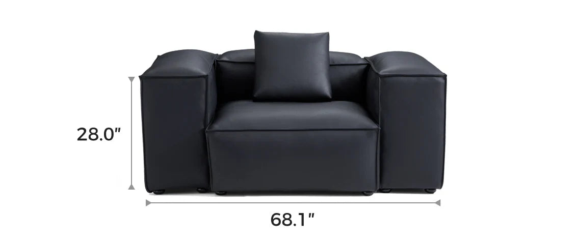 Cube Modular Black Genuine Leather Armchair