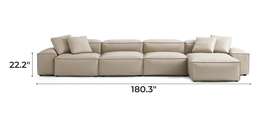 Cube Modular Beige Genuine Leather Sectional
