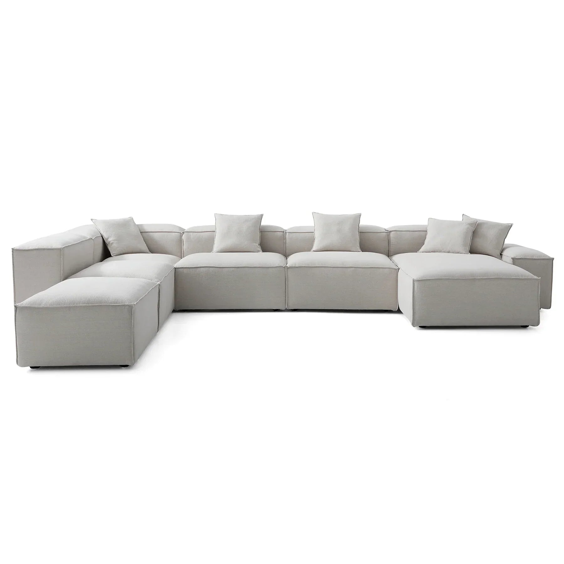 Freedom Modular Khaki Open End Sectional Sofa-Gray-177.2"-Low