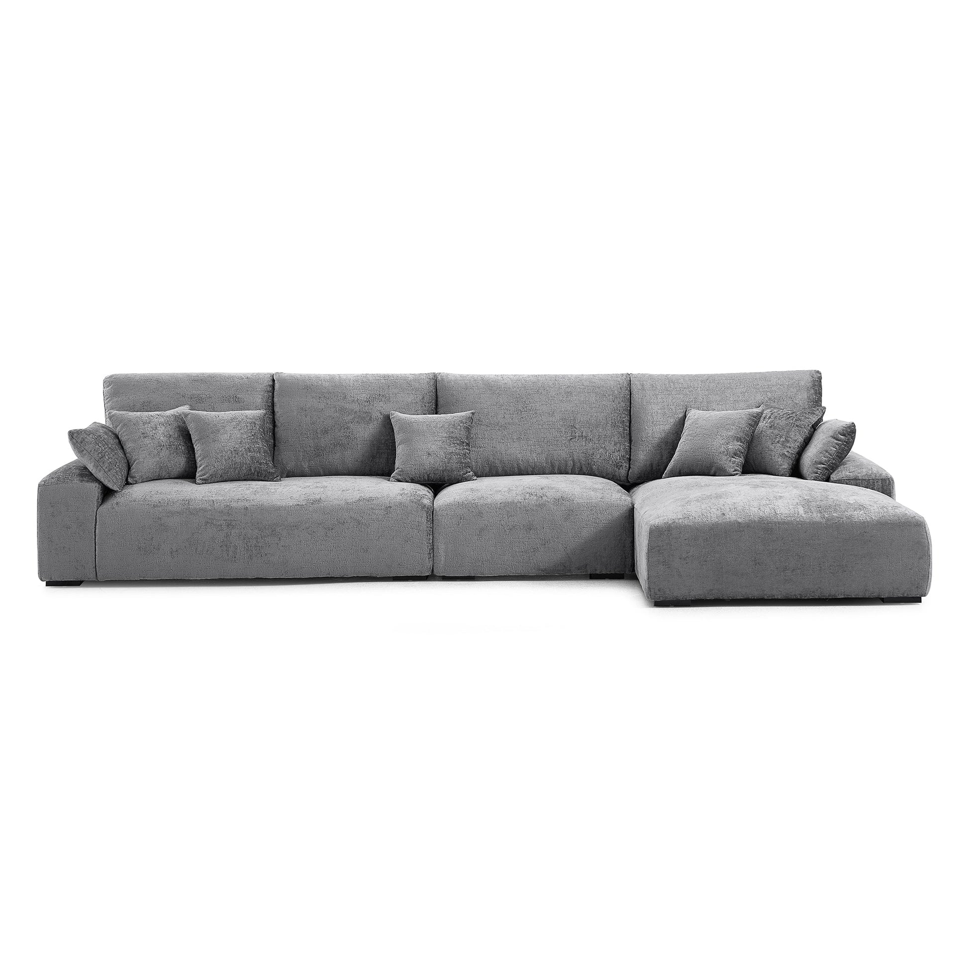 The Empress Camel Sectional-Gray-150.8"-Facing Right