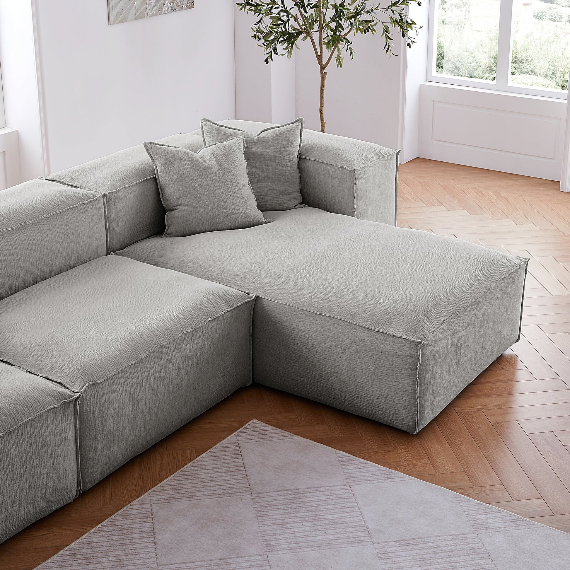 Freedom Modular Gray Sectional Sofa-Gray