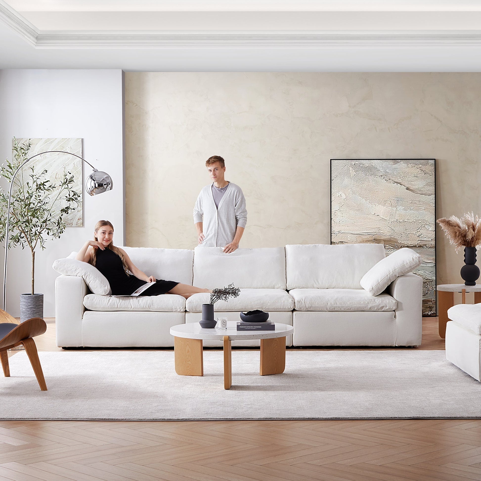 Tender Wabi Sabi Light Gray Sofa-White