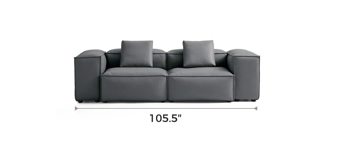 Cube Modular Dark Gray Genuine Leather Sofa