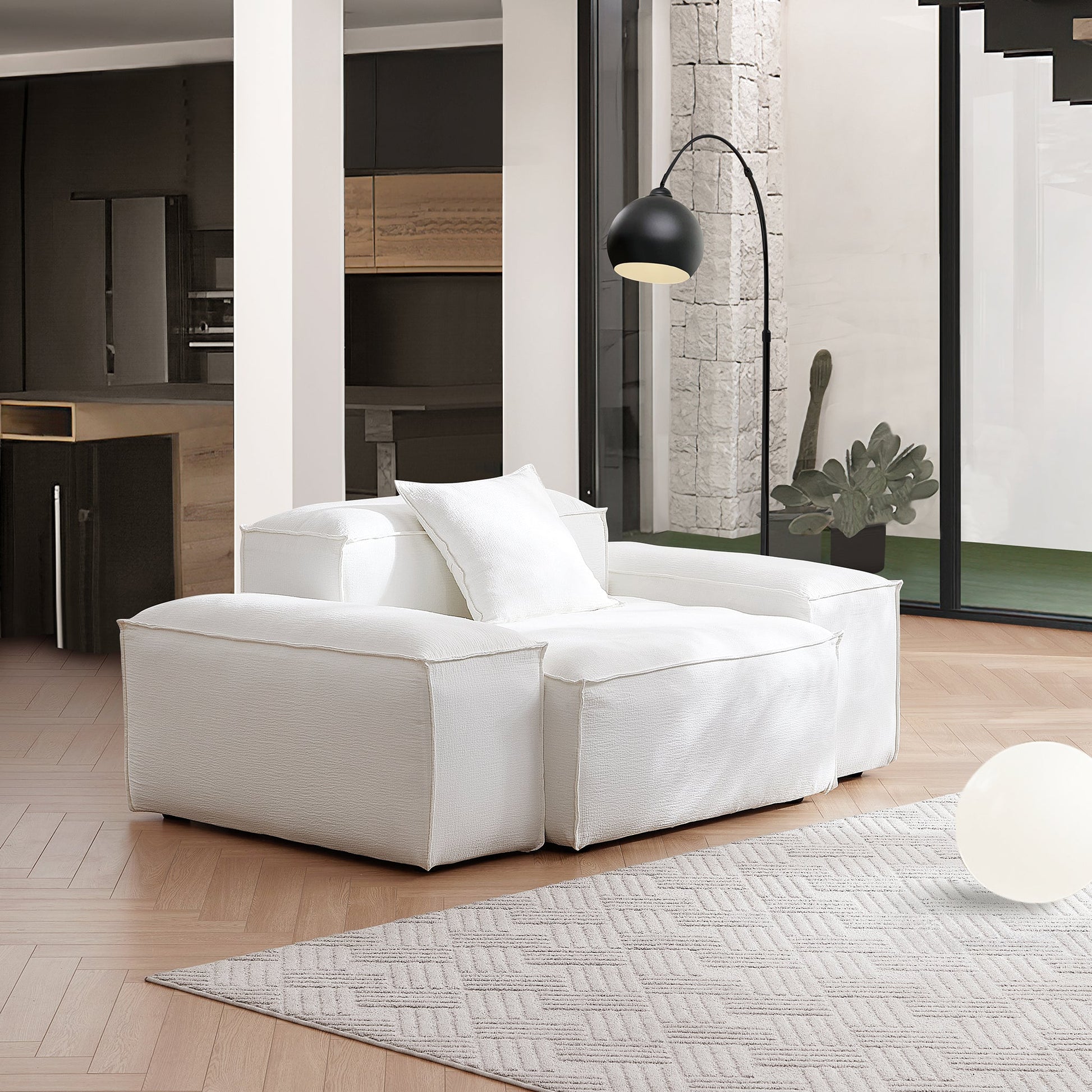 Freedom Modular White Accent Armchair-White