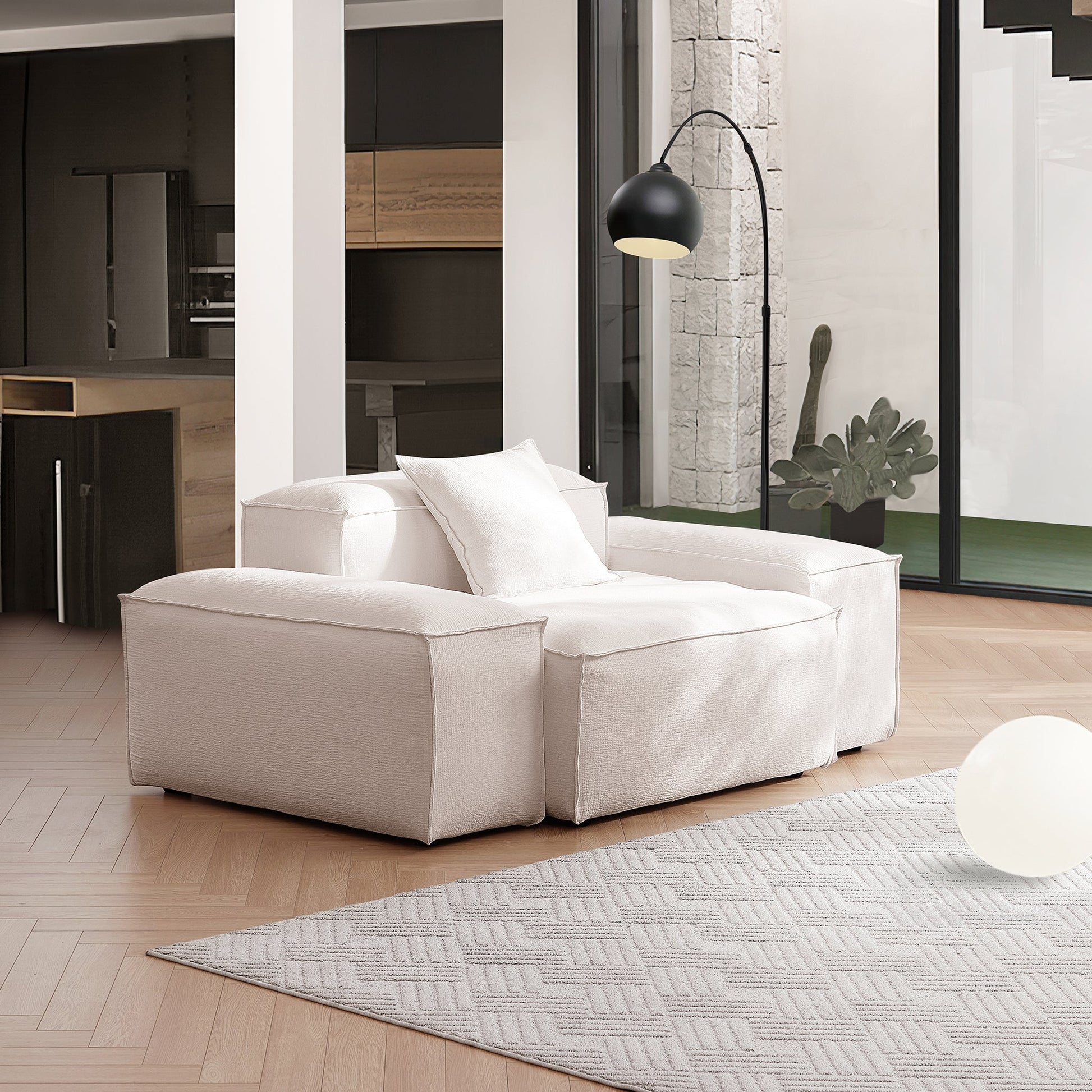 Freedom Modular White Accent Armchair-Khaki