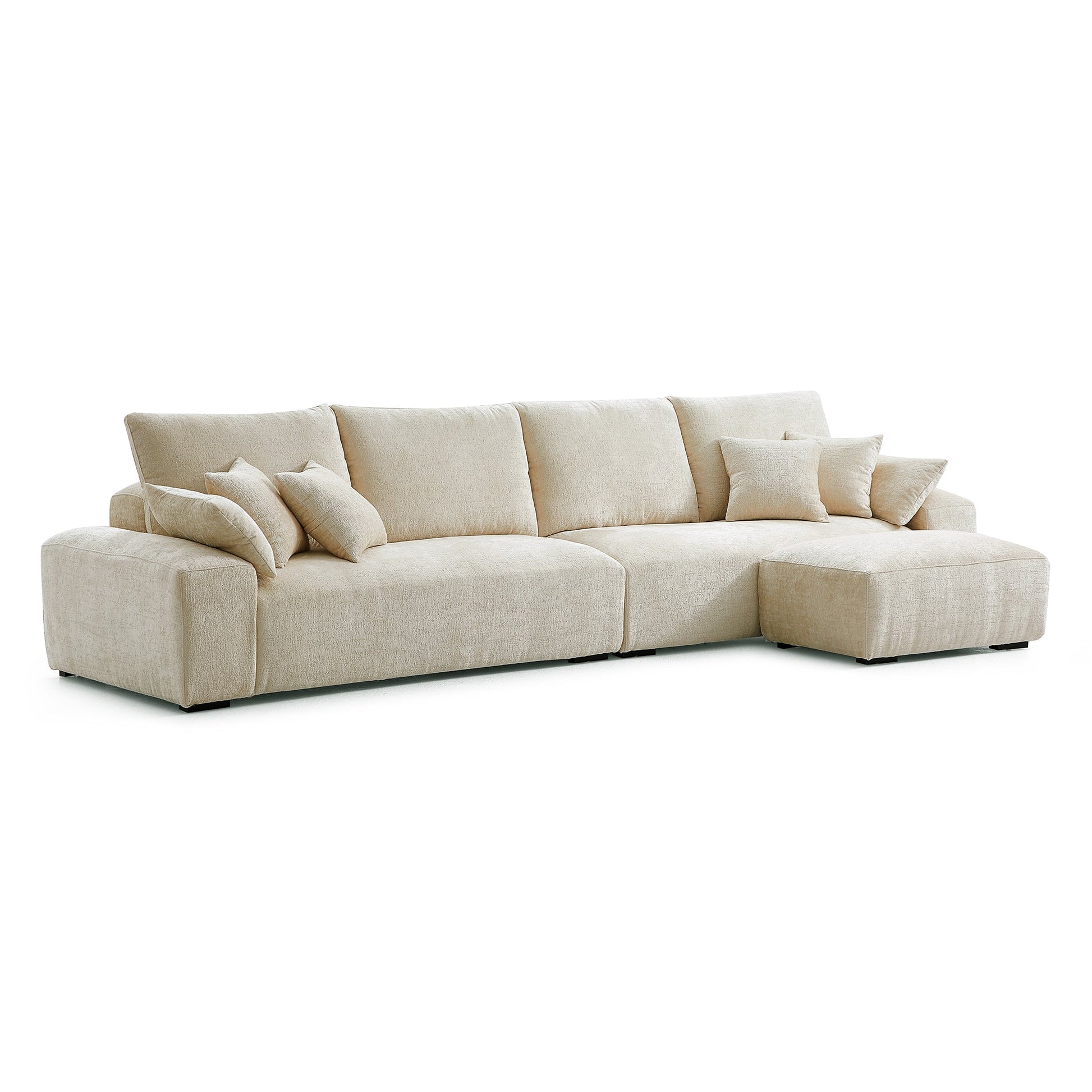 The Empress Gray Sofa and Ottoman-Beige-140.1"