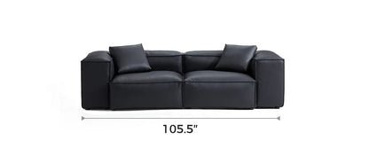 Cube Modular Black Genuine Leather Sofa