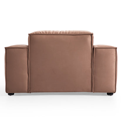 Luxury Minimalist Brown Fabric Armchair-Brown