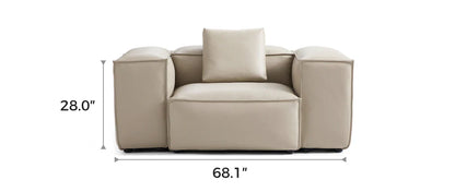 Cube Modular Beige Genuine Leather Armchair