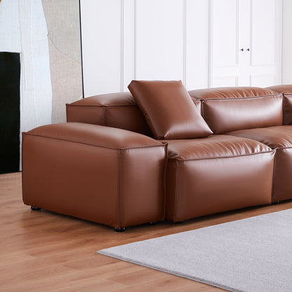 Flex Modular Brown Genuine Leather Sofa-Brown