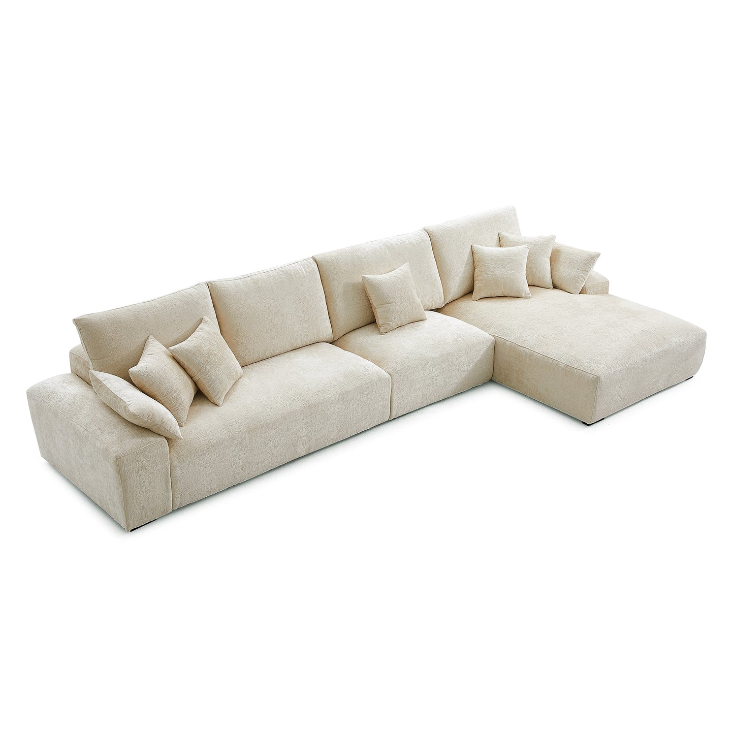 The Empress Gray Sectional-Beige-150.8"-Facing Right