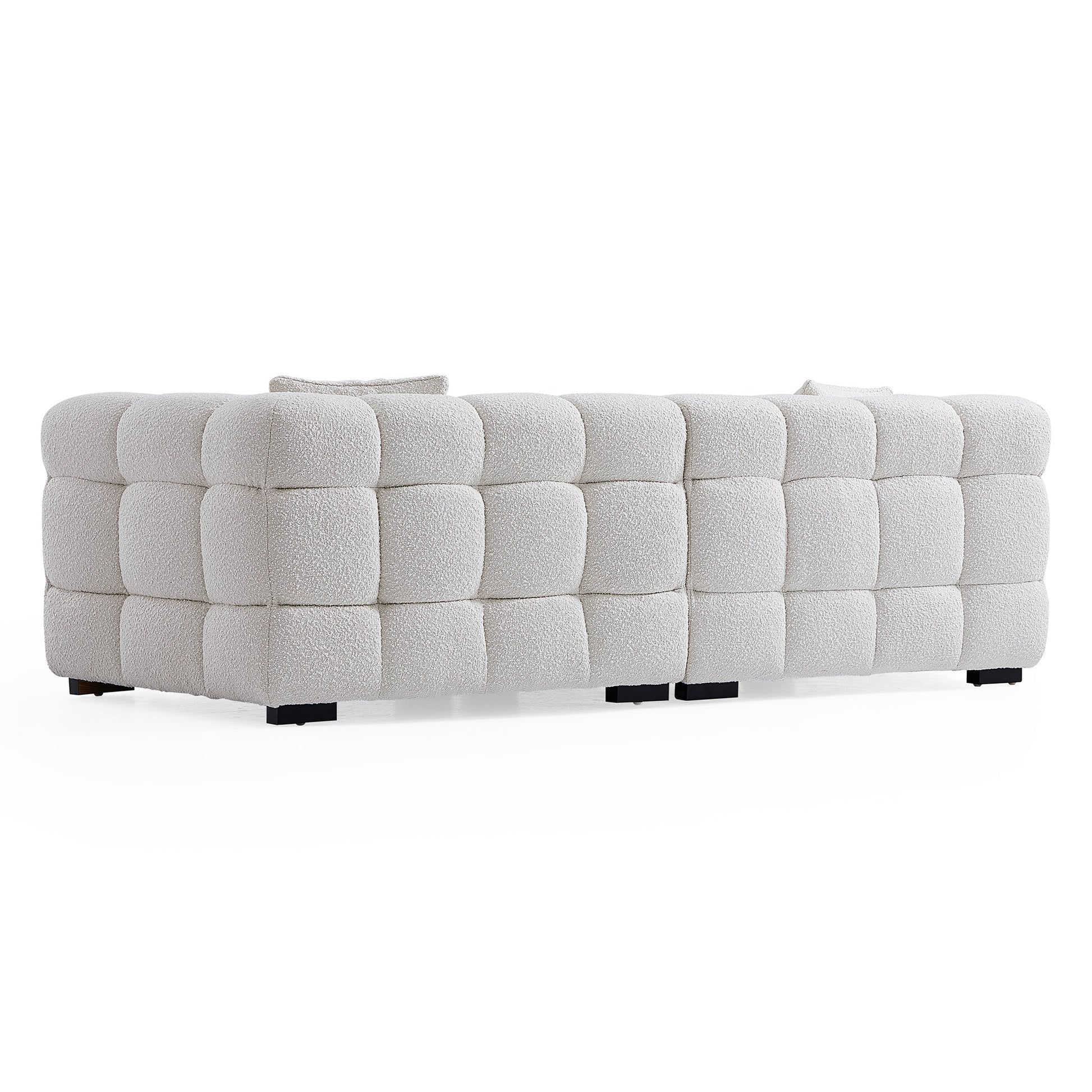 Cushy Cream Boucle Fabric Tufted Sofa Set-White