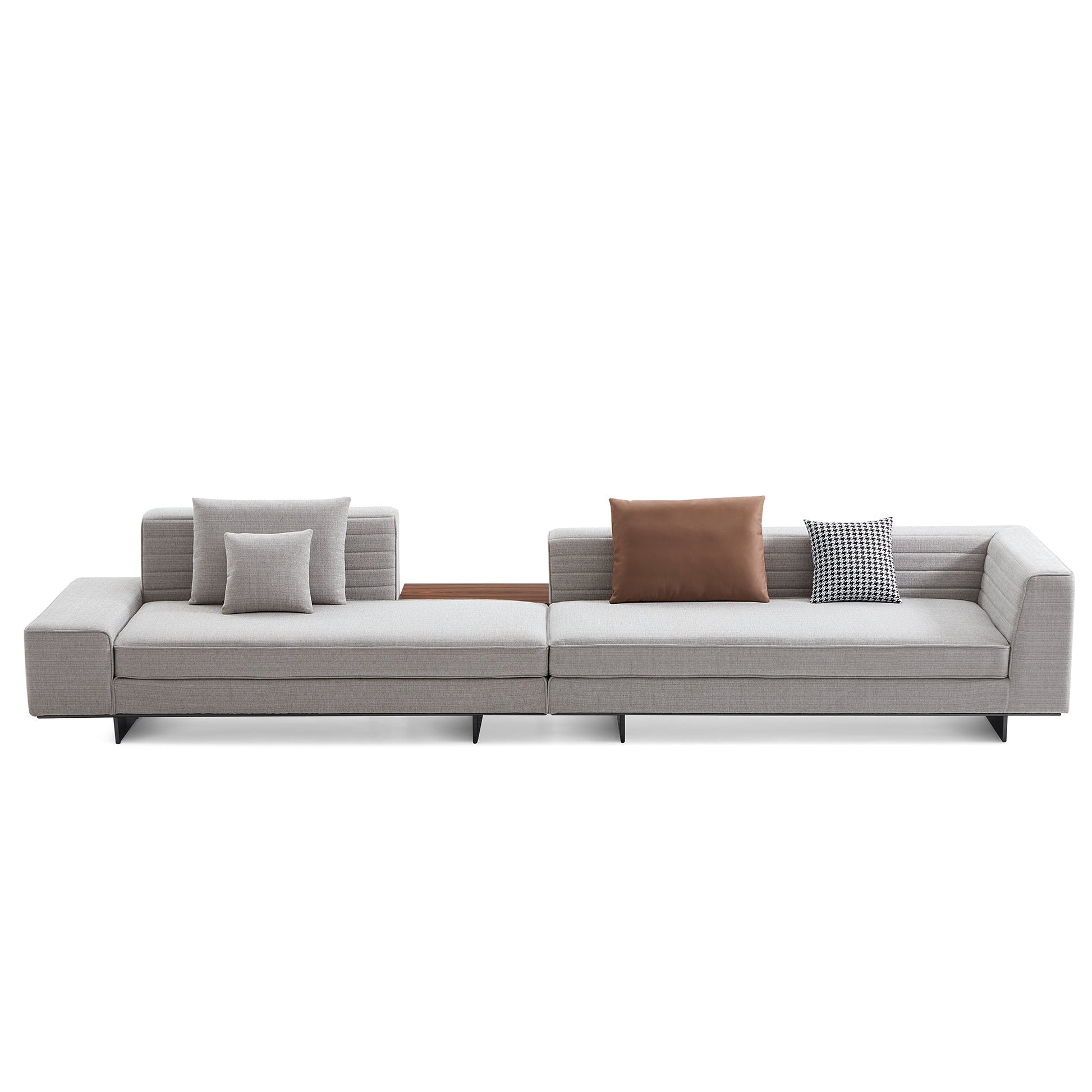 Brandy Channel Tufting Sectional with Coffee Table-Gray-173.2"