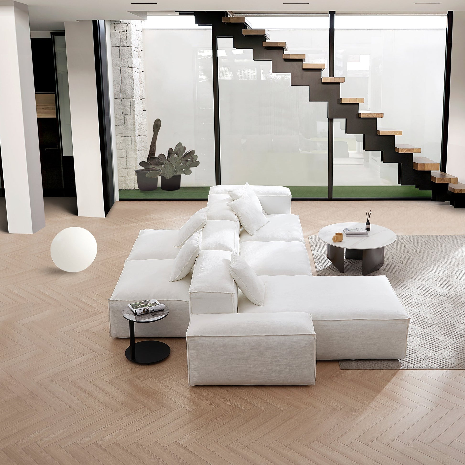 Freedom Modular Gray Double Sided Sectional Sofa-White