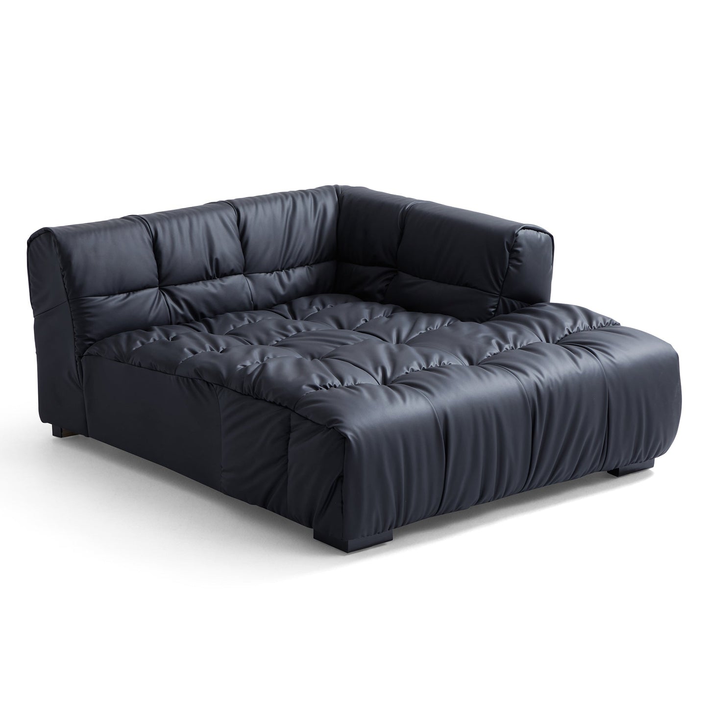 Boba Cream Leathaire Sectional Sofa-Black