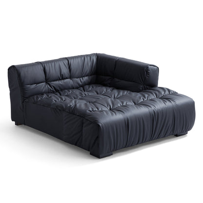 Boba Cream Leathaire Sectional Sofa-Black