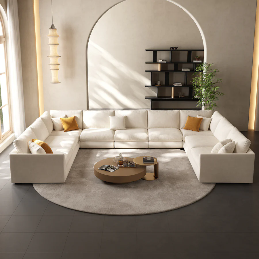 Aalto Boutique Feathers Plume U Sectional Beige / Polyester