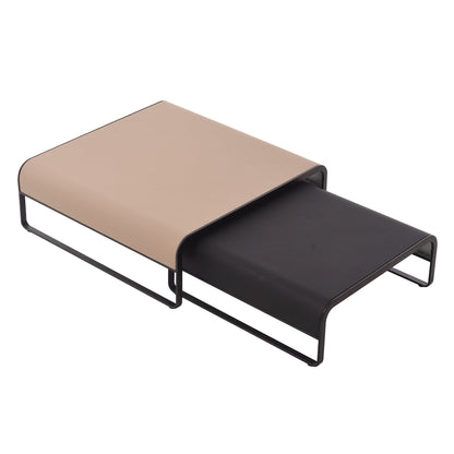 Duet coffee table set-39.4″ & 31.5″-Khaki & Black