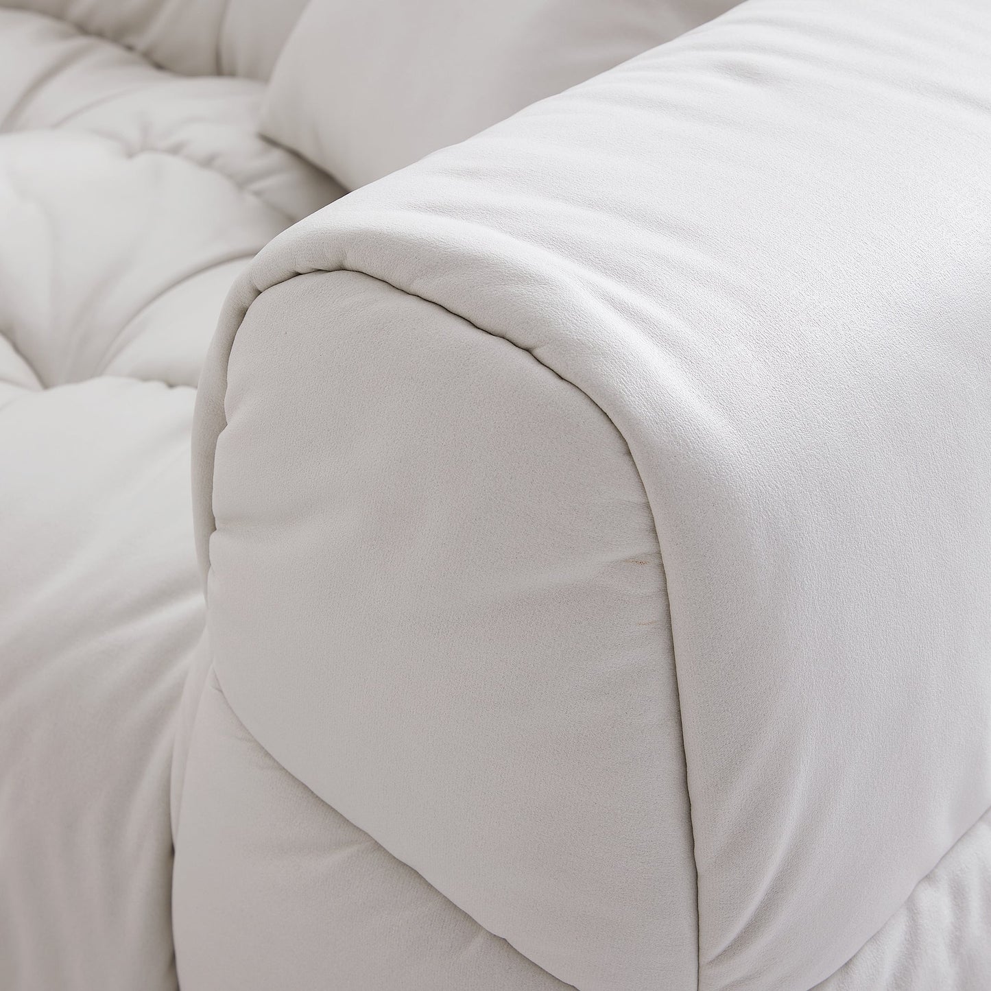 Boba Black Leathaire Sectional-White