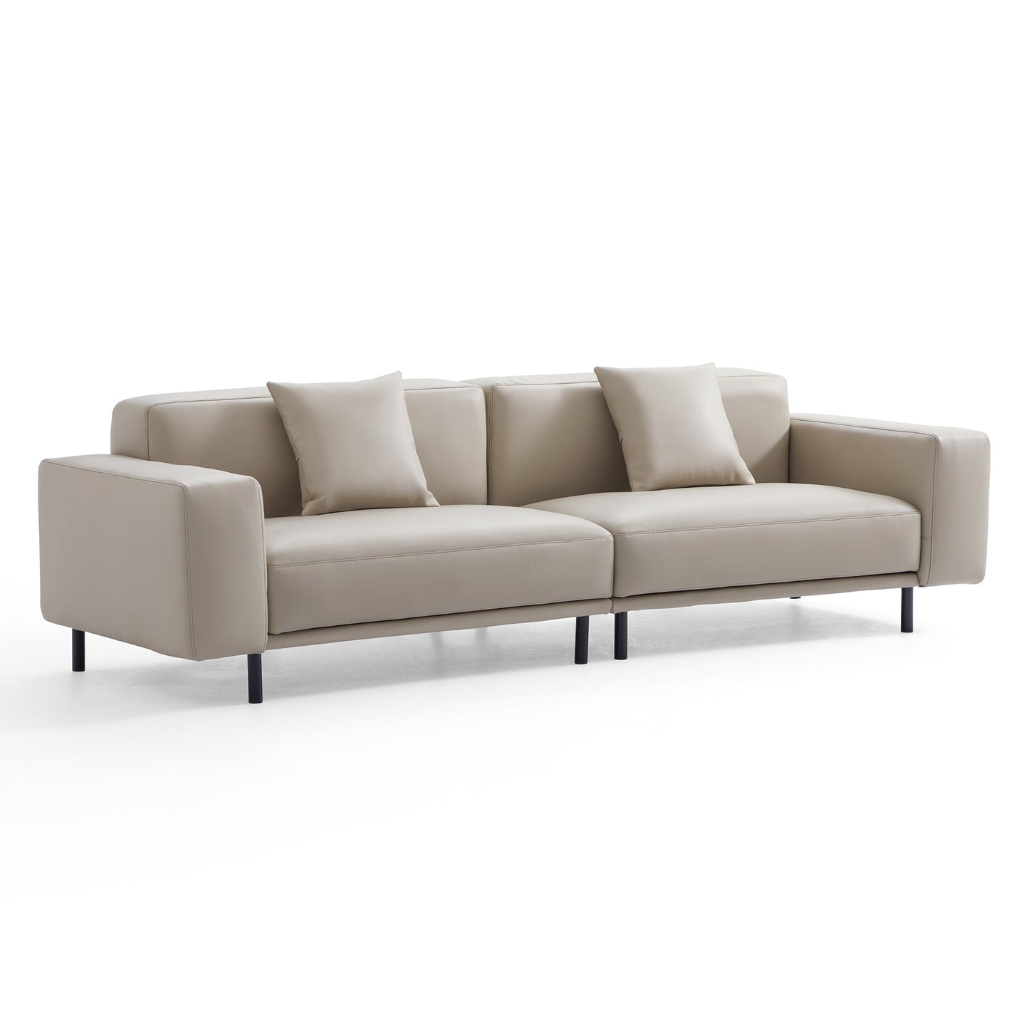 Noble Dark Gray Leather Sofa-Beige-111″