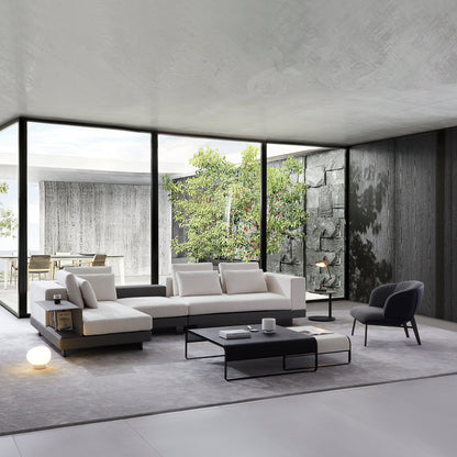 Connery Minimalist White Sectional-White
