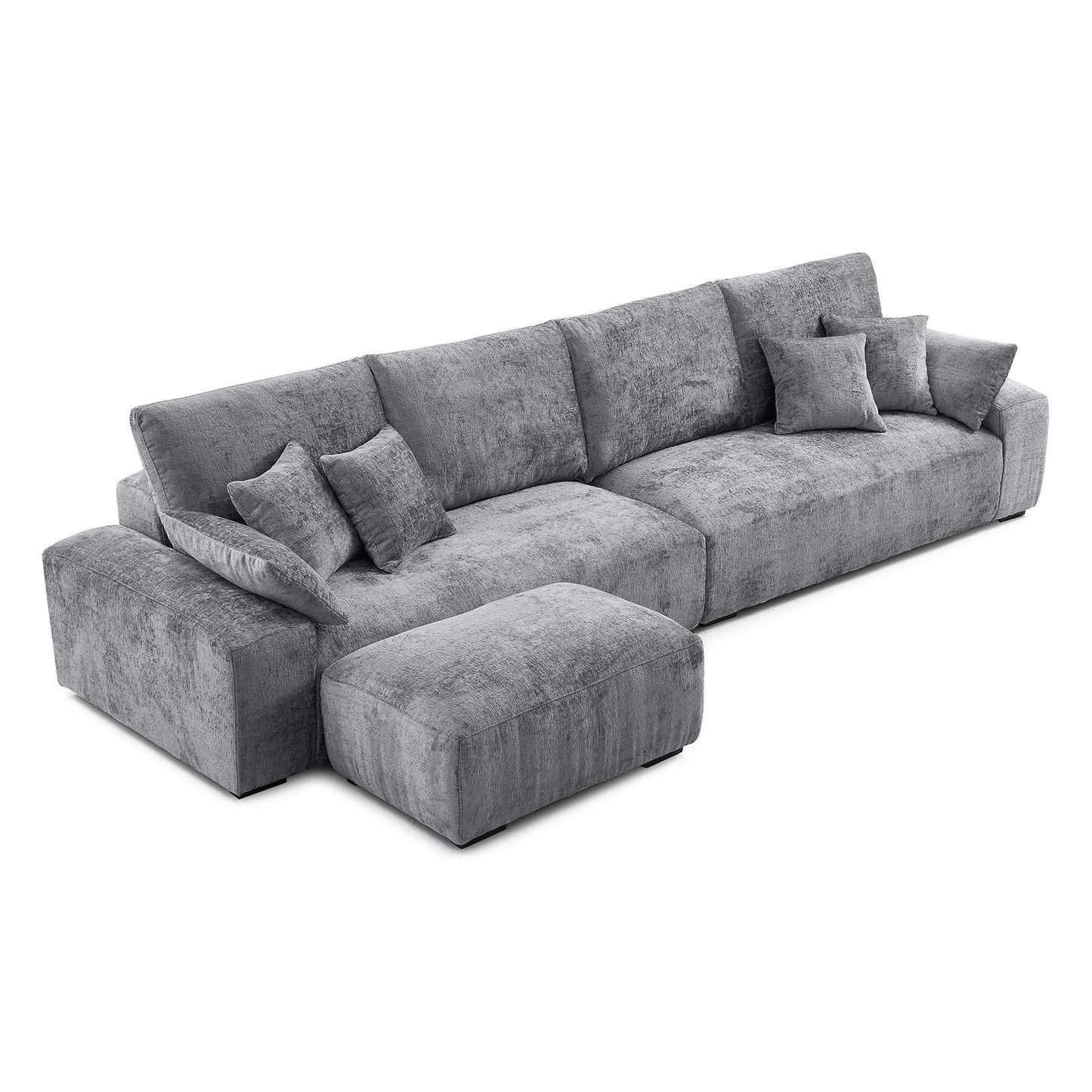 The Empress Gray Sofa and Ottoman-Gray-140.1"