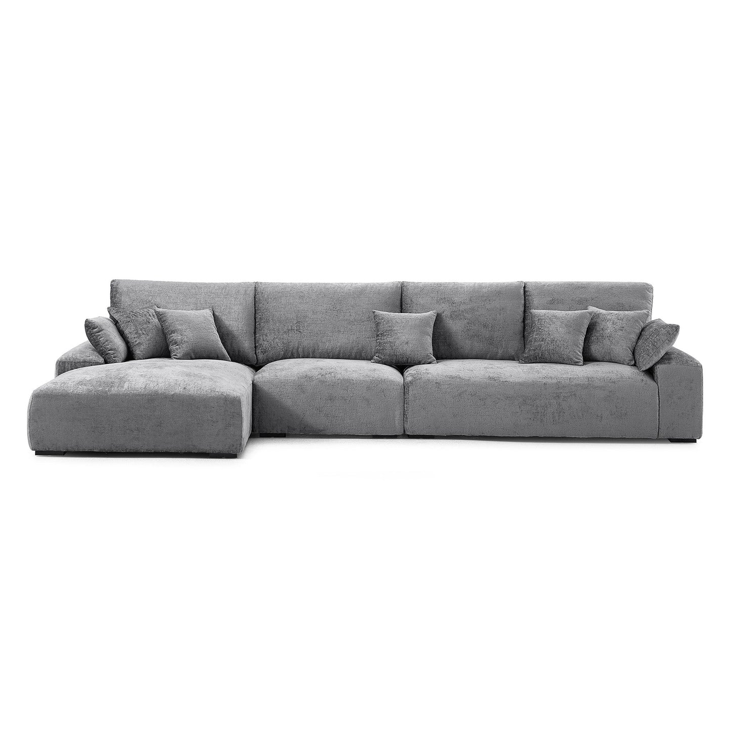 The Empress Camel Sectional-Gray-150.8"-Facing Left