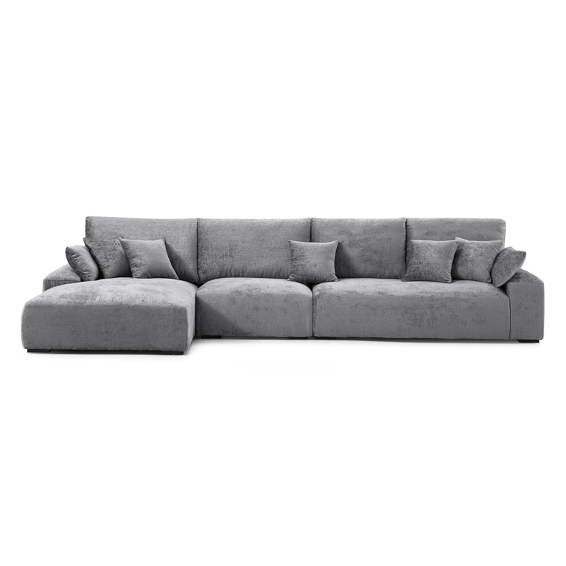 The Empress Camel Sectional-Gray-150.8"-Facing Left