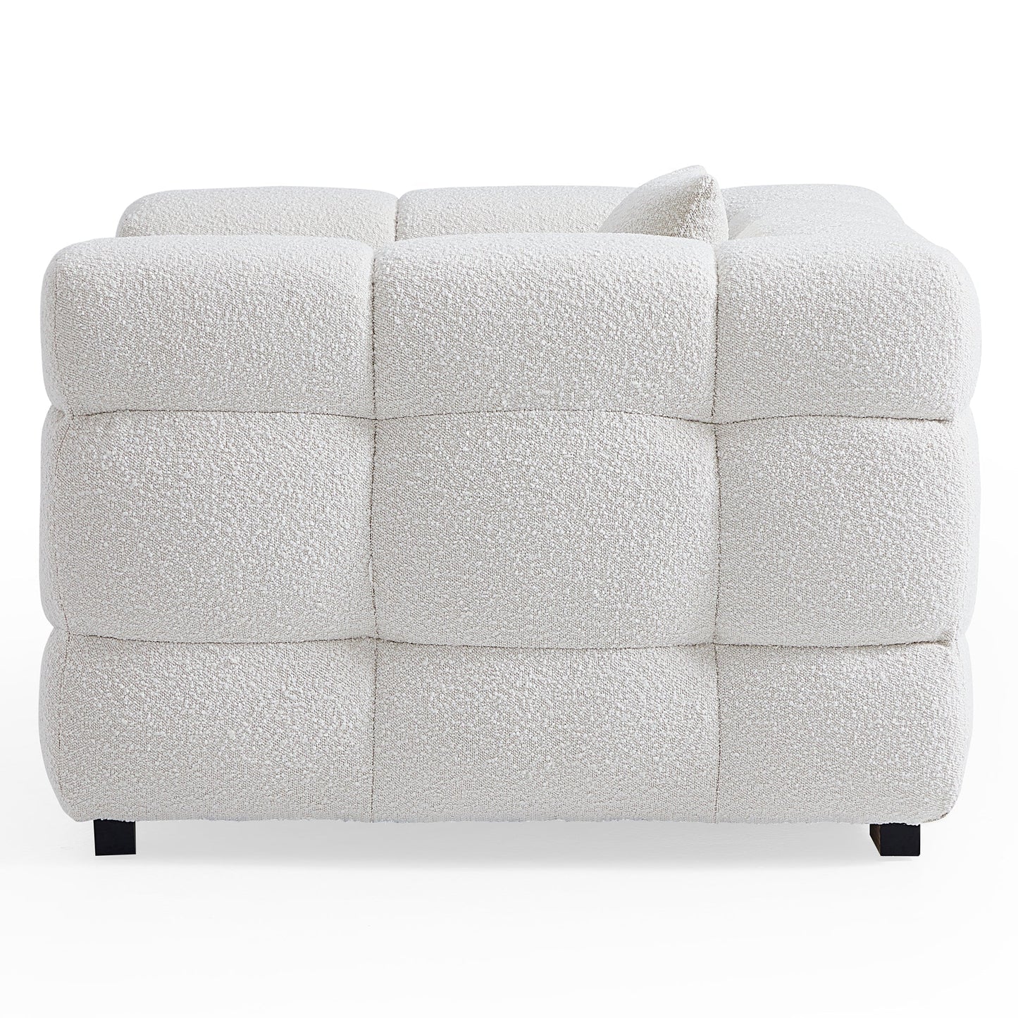 Cushy Cream Boucle Fabric Tufted Sofa Set-White