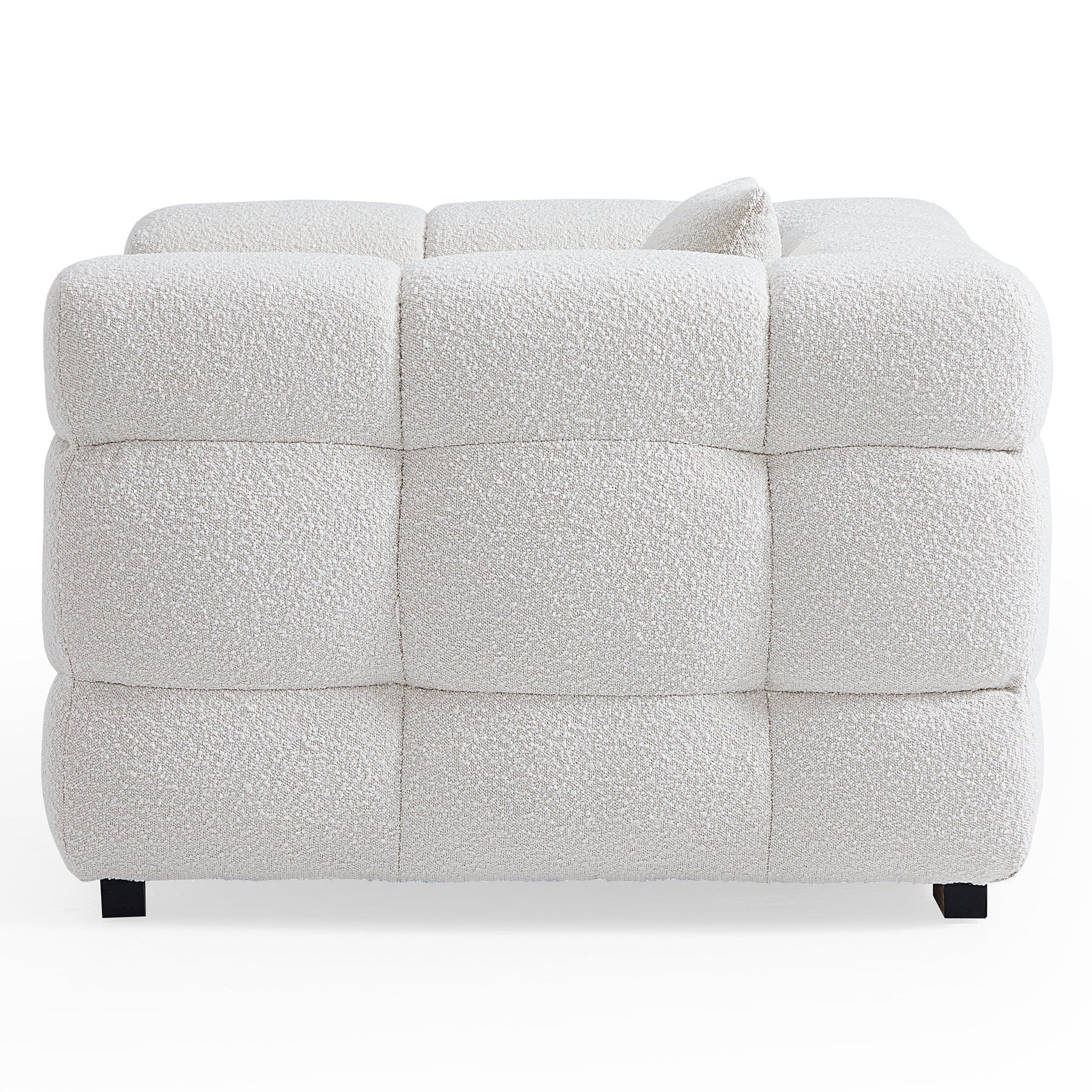 Cushy Cream Boucle Fabric Tufted Sofa Set-White