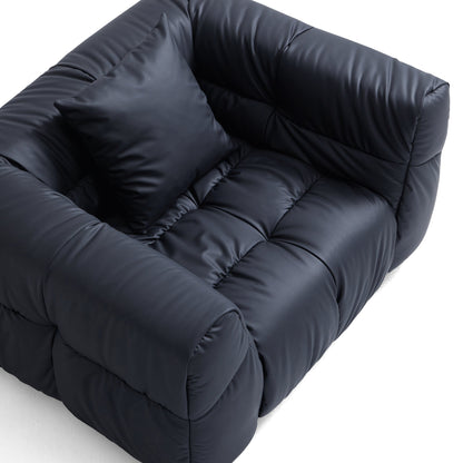 Boba Cream Leathaire Armchair-Black