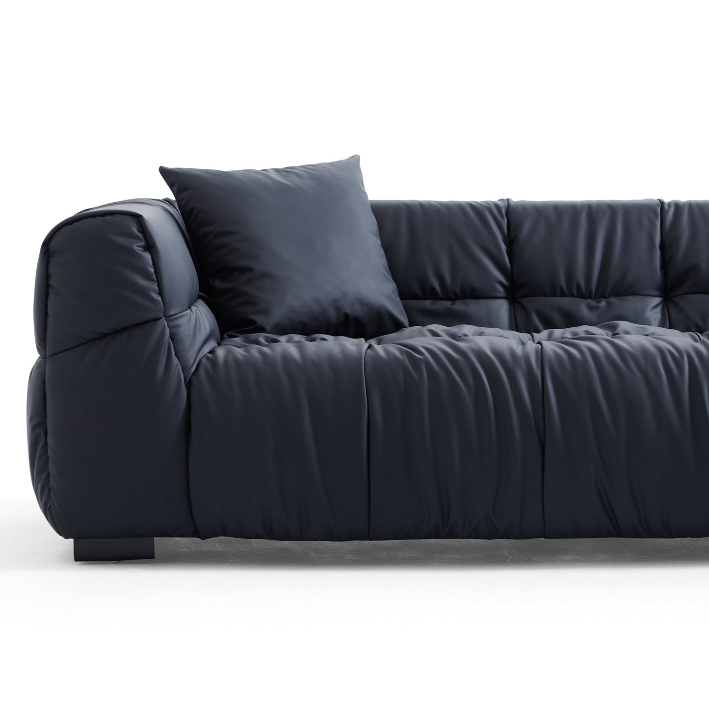Boba Black Leathaire Sofa and Ottoman-Black