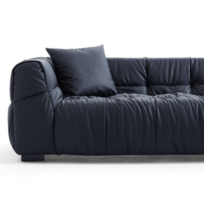 Boba Black Leathaire Sofa and Ottoman-Black